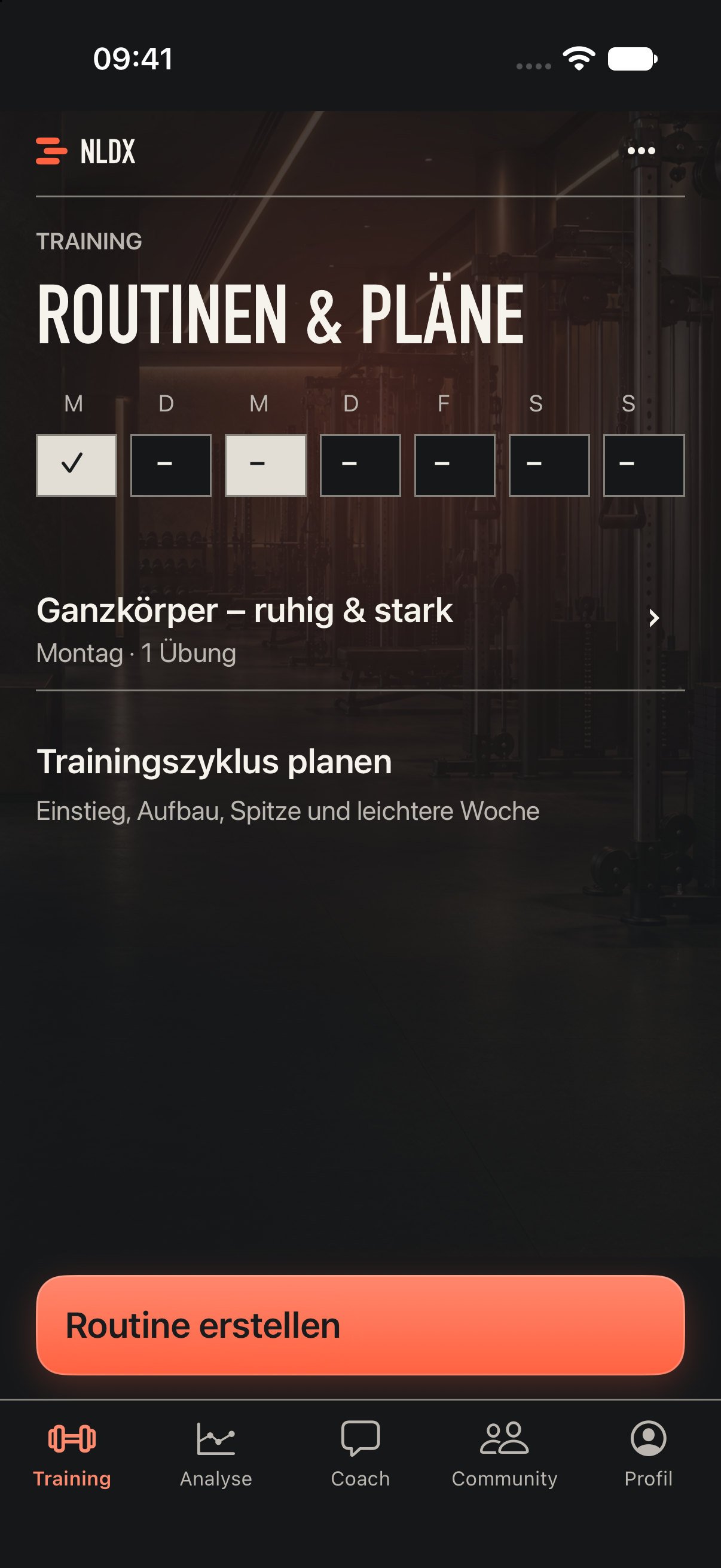 Routinen und Pläne mit Wochenplan und Trainingszyklus