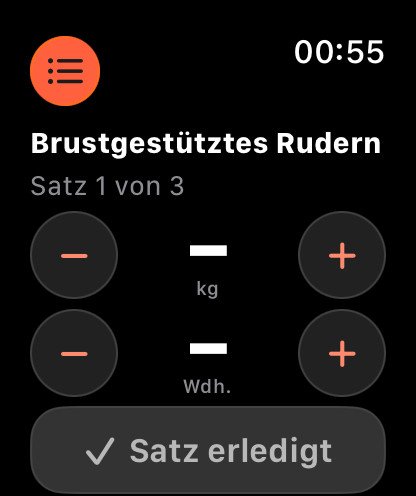 NLDX auf der Apple Watch mit dem laufenden Satz